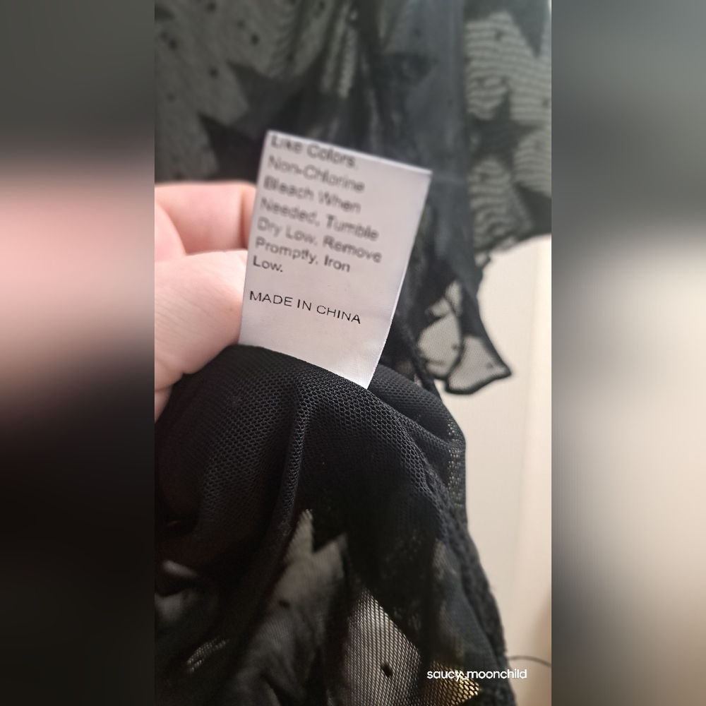 Black Star Pattern Sheer Top - image 3